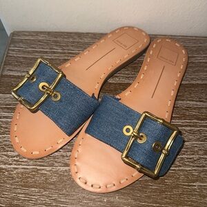 Dolce Vita Women's Dasa Slide Sandal with Gold Buckle 8.5